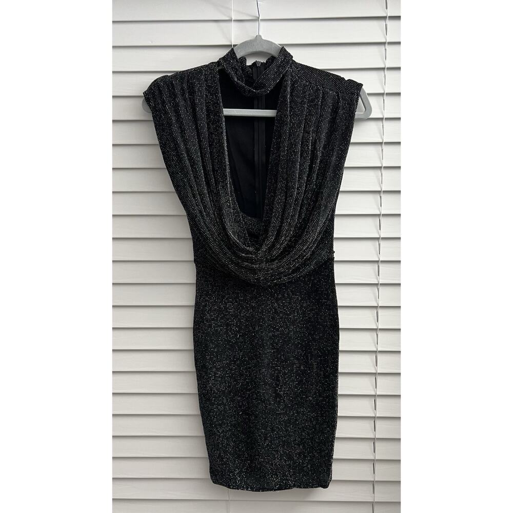 Papaya Long Black With silver Shimmer Formal Elegant Dress Size Medium